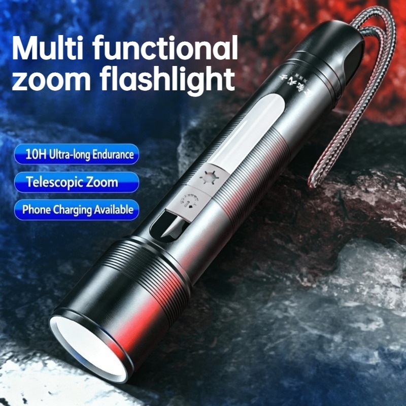 Outdoor Power For Lights - Multi Functional LED Flashlight Zoomable COB