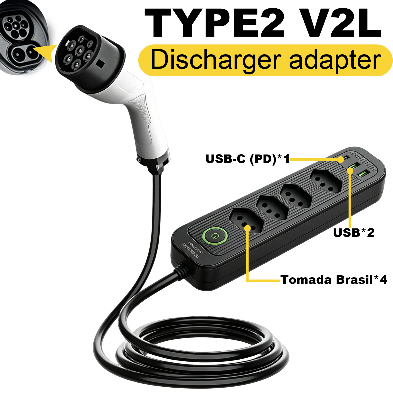 Type2 V2L Discharge Adapter 16 - Outdoor Powerwall recension och pris
