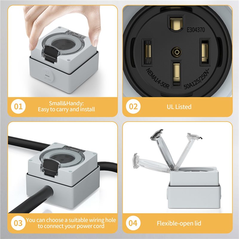 ABZL 6X 50Amp Power Outlet Box - Outdoor Power Receptacle Box recension och pris